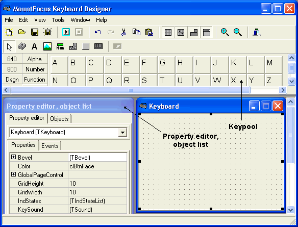 Screenshot of MountFocus Keyboard Designer